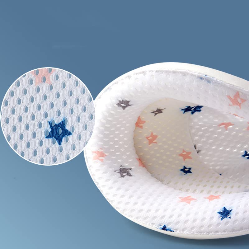 Image of Breathable Mesh Newborn Baby Bath Mat Floating Foam Baby Tub Pillow Adjustable Non-Slip Bath Seat Pad Bath Cushion for Bathtub for 0-18 Months (Style 2-Blue(mesh)) (White)