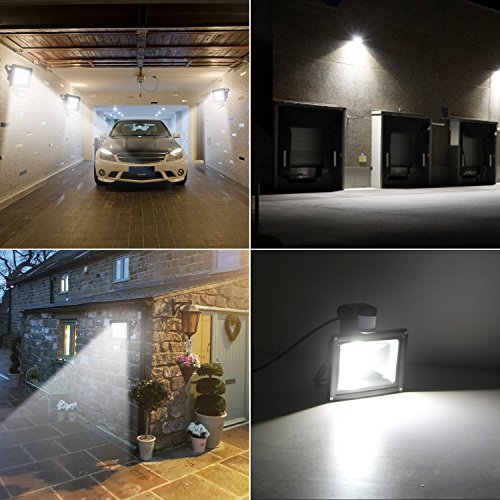 FAISHILAN Motion Sensor Flood Light 20W LED IP65 Waterproof Security Lights 6000K, 1600 Lumen, US 3-Plug Outdoor Wall Light