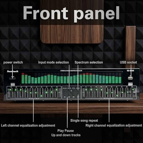 Ecualizador gráfico profesional de 31 bandas, ecualizador estéreo digital de audio con pantalla dinámica de espectro y reducción de ruido miniatura 6