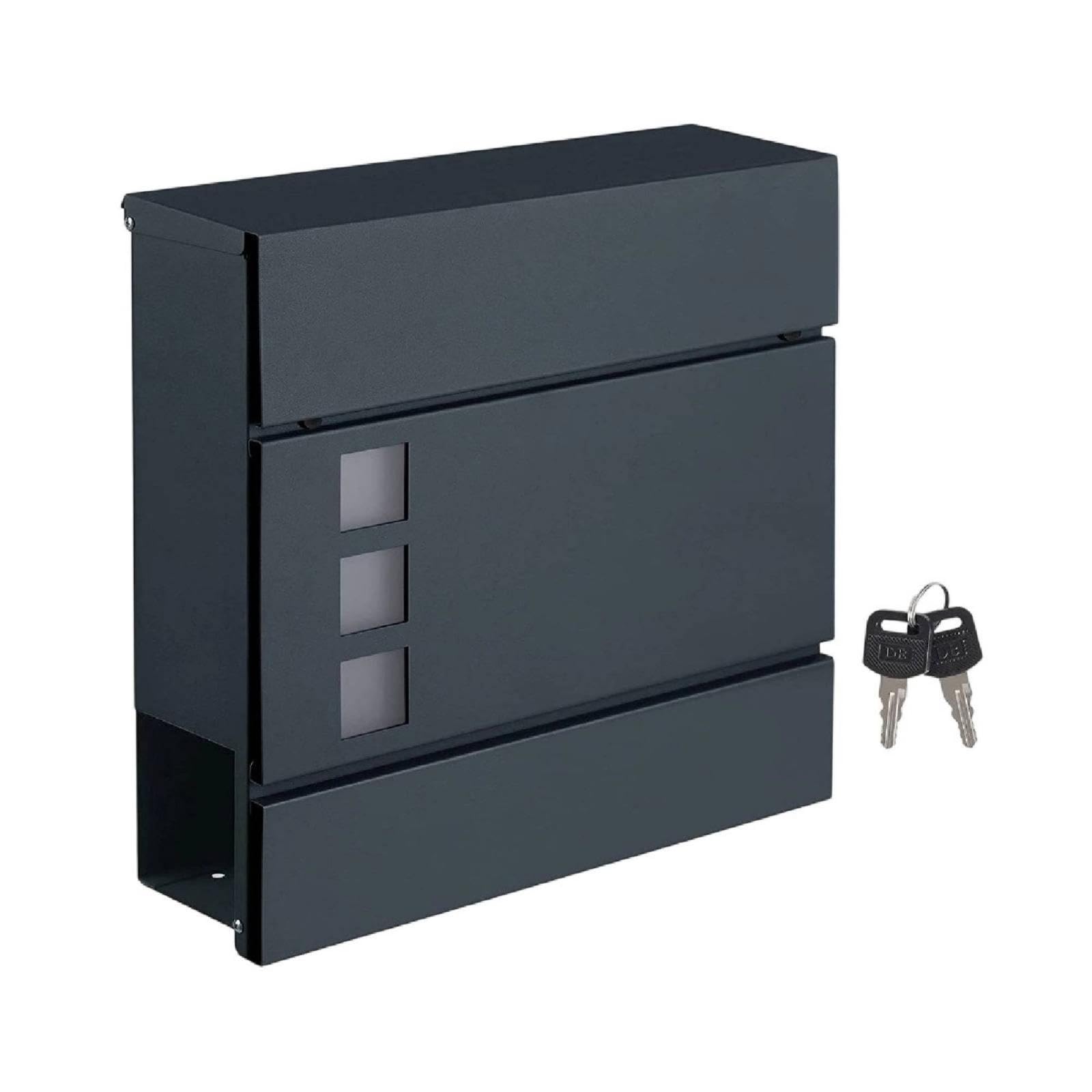 Lockable Mailbox with Viewing Panes Weather-Resistant Wall-Mounted Mailbox with Keys Sturdy Postbox for Homeowners, Landlords, House Exterior, Porch Anthracite Grey-image-16
