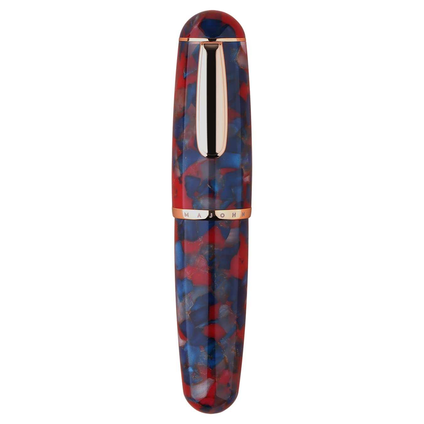 erofa Majohn Q1 Mini pluma estilográfica de punta extrafina, acrílico rojo y azul, tamaño bolsillo, bolígrafo corto de viaje con caja