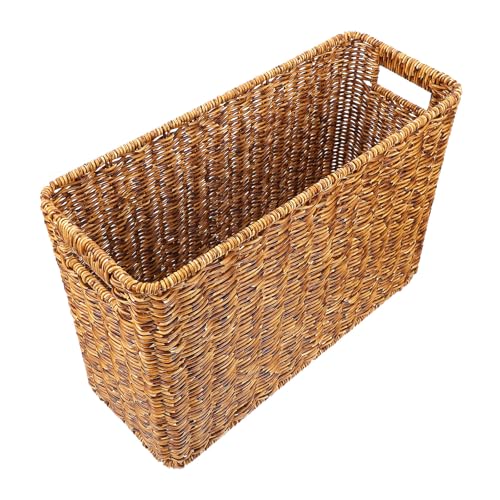 Cesta tejida rectangular multifuncional lavable para snacks y despensa ordenada 2