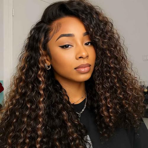 XSY Highlight Ombre 1B/30# Half Wig Human Hair Deep Wave