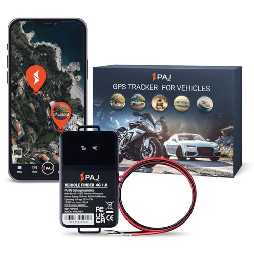 PAJ VEHICLE FINDER 4G 1.0 - GPS Tracker for Cars and Other Vehicles - Direct Connection to Battery - UK & Worldwide Real Time Tracking, Route Memory System and Alarms - Total Wire Length 38cm