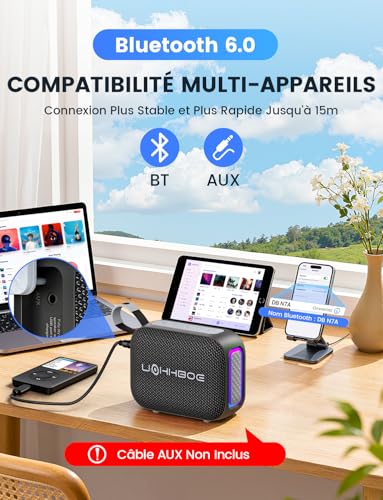 UOHHBOE Petite Enceinte Bluetooth Portable Puissante 20W 24H LED RGB – vue 2