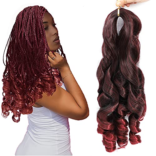 New Curly Braiding Hair Pre Stretched Loose Wave Crochet Braids, (4packs 150g/pack) Professional Synthetic Hair for Crochet Twist (20", 1B/BURG)