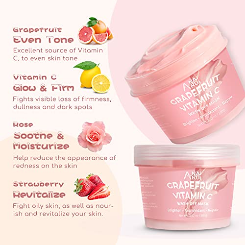 Anai Rui Pink Rose Cream Facial Mask With Rose And Strawberry Cream, To Boost Radiance, Soothing, Revitalizing, Hydrating 3.52 Oz #TOP3