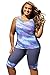 ZKESS Womens Plus Size Rash Guard Surfing Swimsuits Sleeveless Color Block Swim Tank Tops Capri Legging Pant Swims Bottom 2PCS Bathing Suits Wet Set Grey Blue 4XL