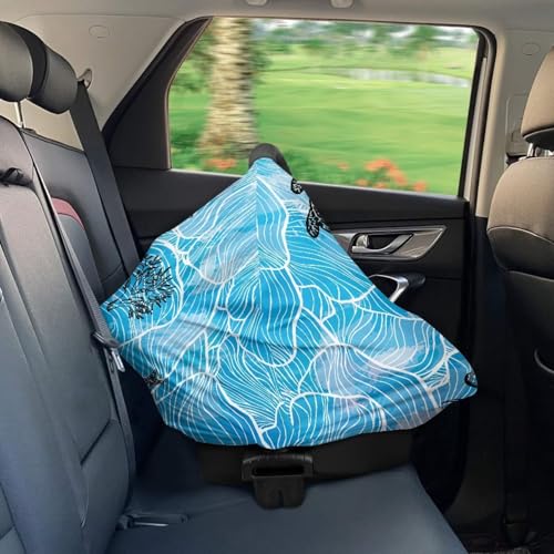 Image of Sea Turle Car Seat Covers Multi-Use Nursing Cover for Baby Infant,Carseat Canopy,Soft Breastfeeding Covers Baby Nursing Cover Easy to Install