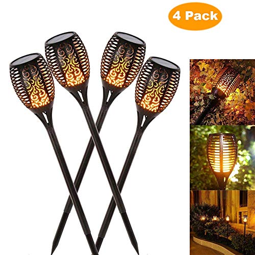 Solar Lights Upgraded, Waterproof Flickering Flames Torches Lights Outdoor Solar Spotlights Landscape Decoration Lighting Dusk to Dawn Auto On/Off Security Torch Light for Patio Driveway (4)