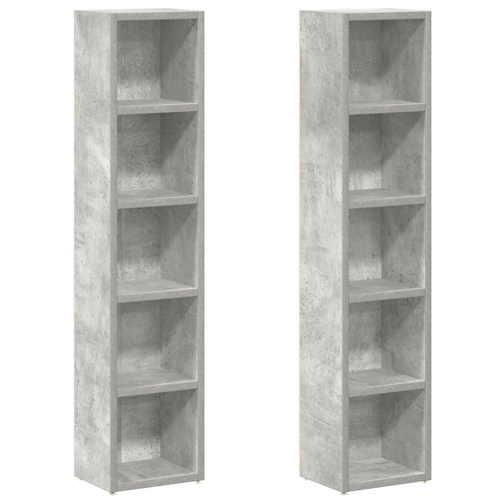 Estantería CD 2 unidades gris cemento 21 x 16 x 93,5 cm madera