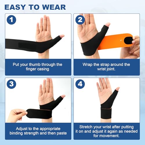 Wepai Wrist Bandages, Elastic Thumb Wrist Splint for Men and Women, Sports and Fitness, Housework(M, Rechts)