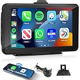 Podofo Portable Car Stereo with Wireless Carplay Android Auto, 7 Inch IPS Touchscreen Radio Car Play Screen for Car, Car Audio Receivers with GPS Navi, Bluetooth, Mirror Link, Voice Control