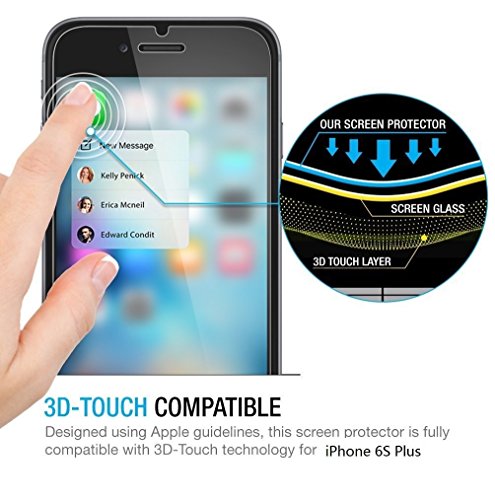 Image of iPhone 6S Plus Screen Protector, [3D Touch Compatible][Anti-Bubble][HD Ultra Clear] Premium Tempered Glass Screen Protector for Apple iPhone 6 /6S Plus (5.5 inch ONLY),-[3Pack]
