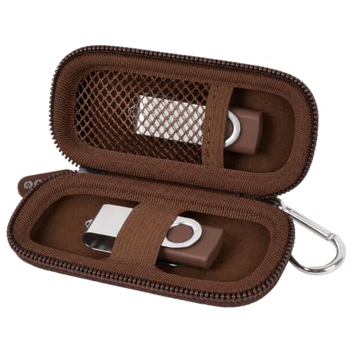 Image of USB Flash Drive Case, SD Card /Thumb Drive /Memory Cards Holder, Bag Only | SDXC /SDHC Storage, Electronic Accessories Organizer for SanDisk / for Samsung, for Students /IT /Office /School /Travel, D-Brown