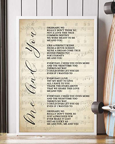 Mattata Decor Gift - Me and You Song Lyrics Sheet Music Portrait Poster Print (16" x 24")