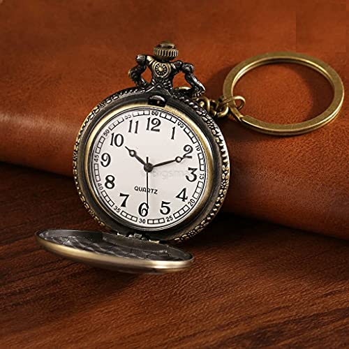 Image of Pocket Watch Metal Keychain Retro Vintage for Gifting With Key Ring Anti-Rust