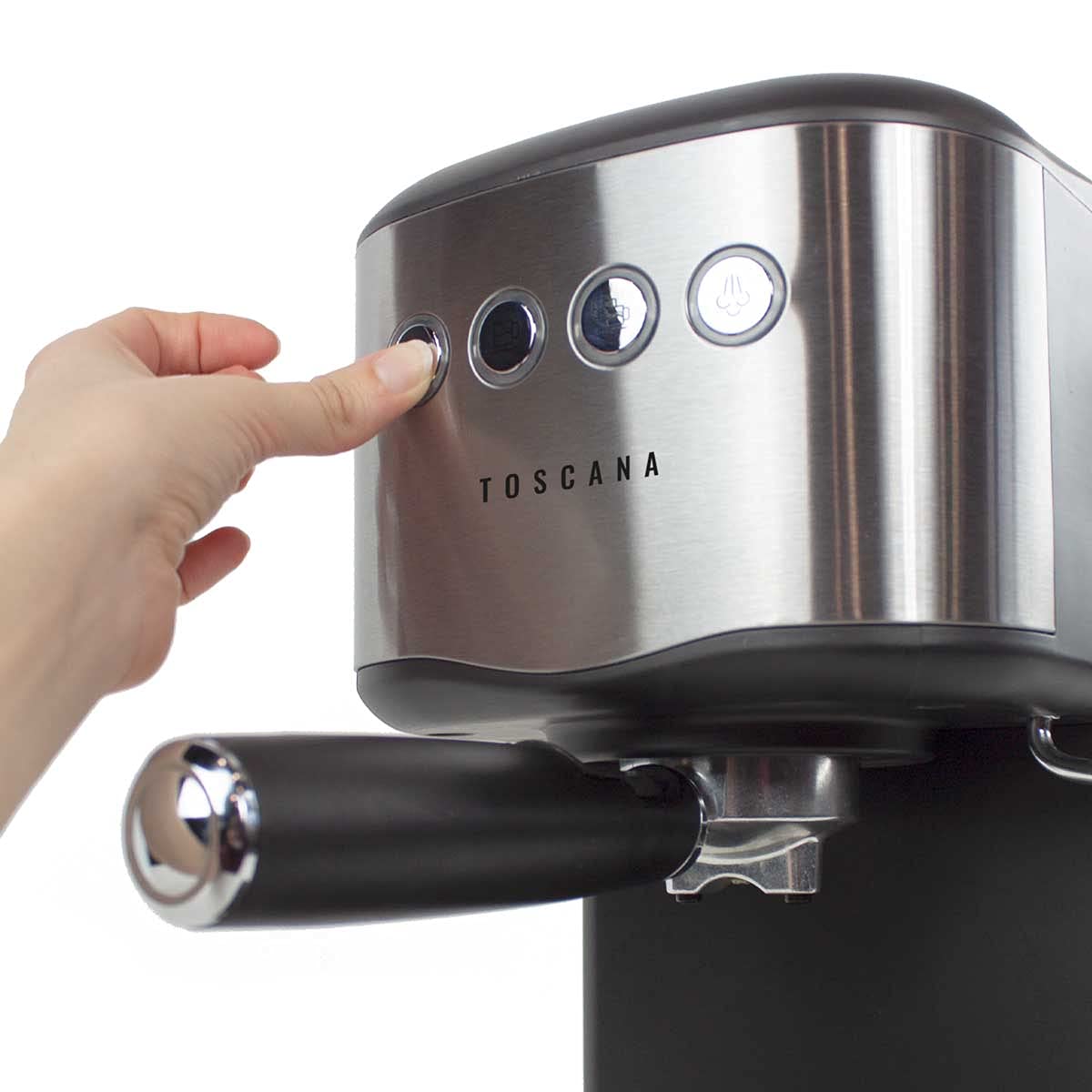PRIXTON Cafetera Automática Toscana para café Expresso y Adaptador para Cápsulas, Bomba Italiana 850W y 20 Bares de Presión, Vaporizador