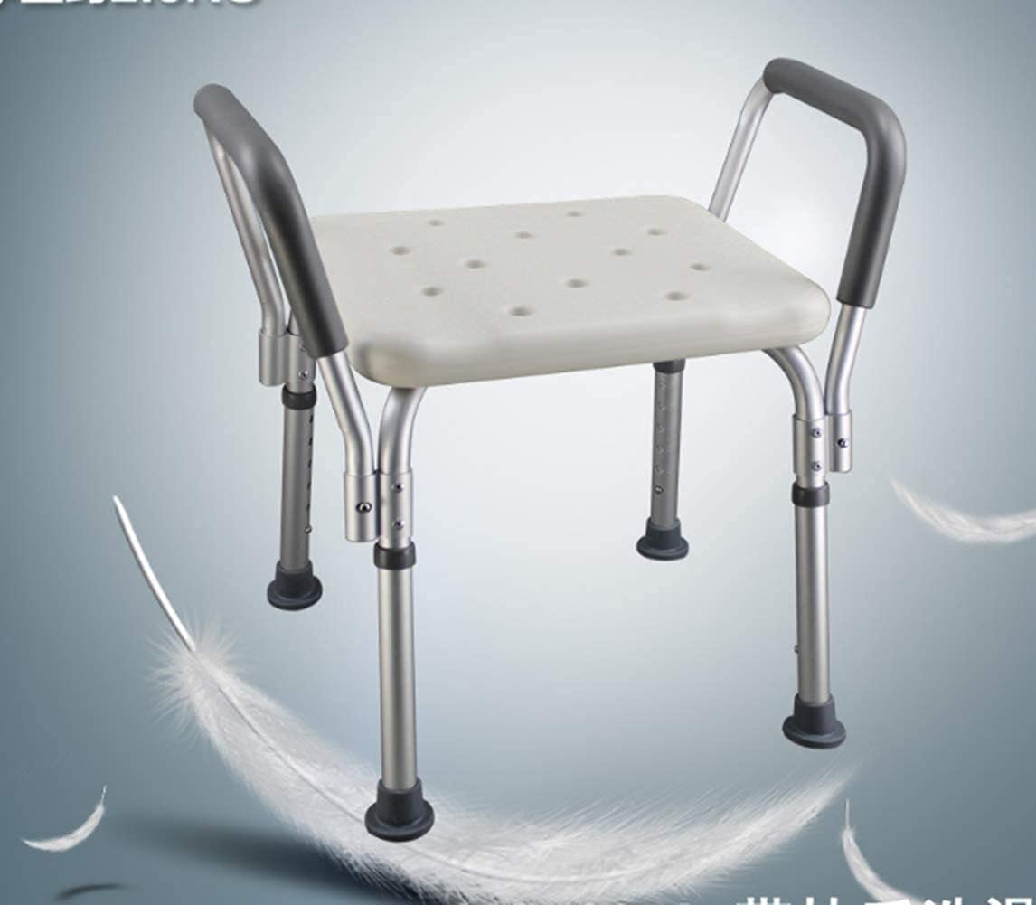 Silla/Taburete de baño y Ducha, ortopédica, Silla de Ducha Altura Regulable con Apoyabrazos Ayuda para baño para Ancianos y discapacitados, ergonómico, conteras Antideslizantes