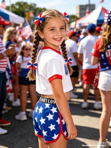 Image of Betusline Girls Summer 2 Piece Outfits,Kids Short Sleeve Crop Top & Shorts Set with Side Pockets