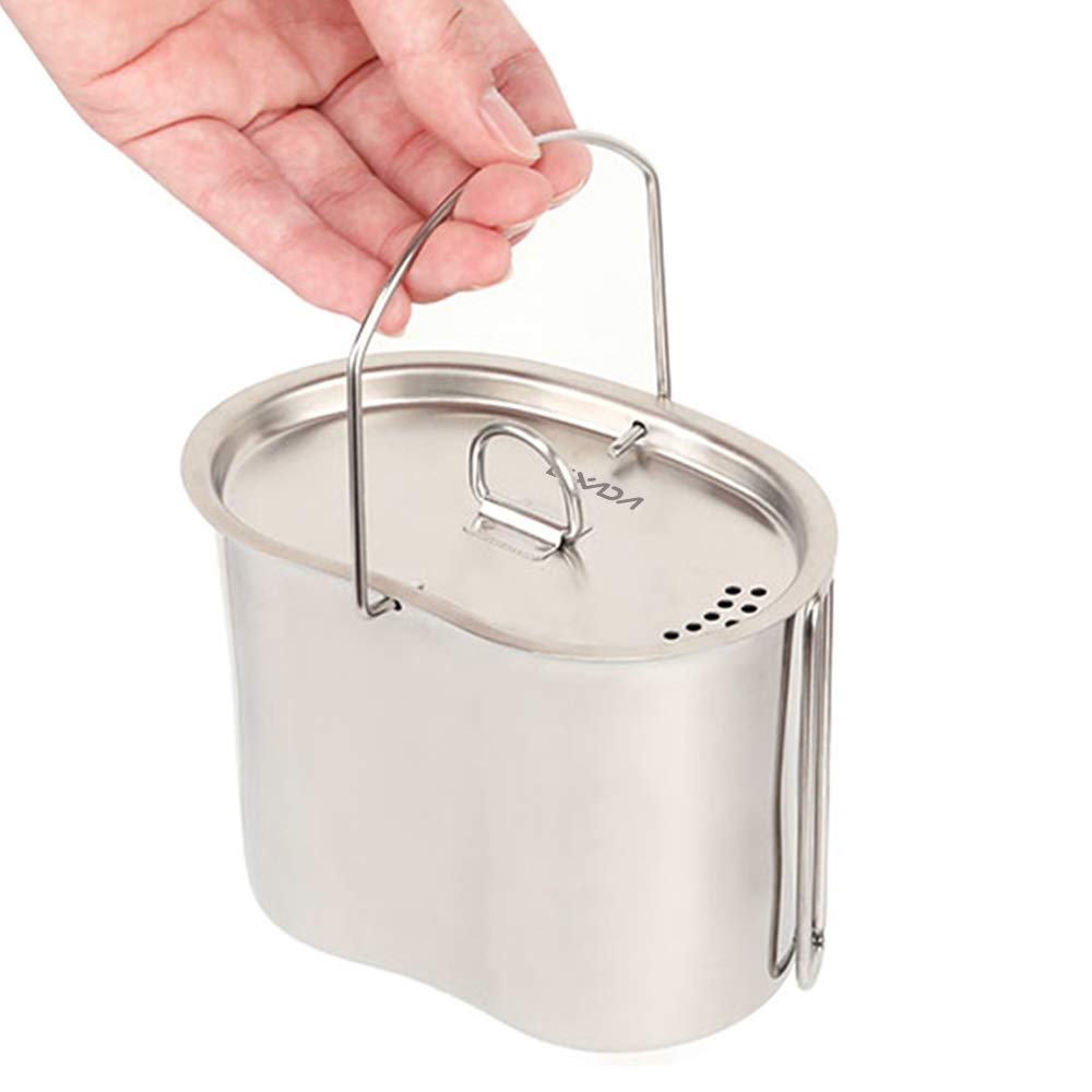 Lixada Ustensile de cuisine de camping en acier inoxydable avec réchaud à bois pour randonnée, pique-nique