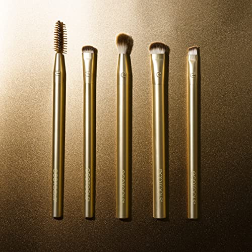 Ecotools Precious Metals Brightening Eye Set, Eye Brush Kit, Precision Makeup Brushes For Eyeshadow, Eco-Friendly Makeup Brush Kit, Recycled Aluminum, Chrome, 5 Piece Set #TOP6