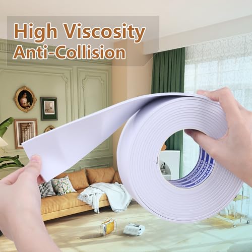Image of ZOMPAGO Foam Tape Weather Stripping, 2.4in x 16.4FT White Single Sided Adhesive Rubber Seal Strip, Window Gap Filler & Door Seal Weatherstripping for Doors, Exterior Window Gasket Door Insulation
