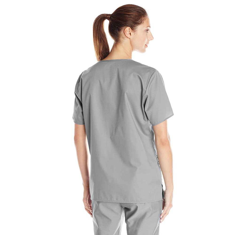 WonderWink Women's Wonderwork V-Neck Scrub Top, Grey, 5X-Large