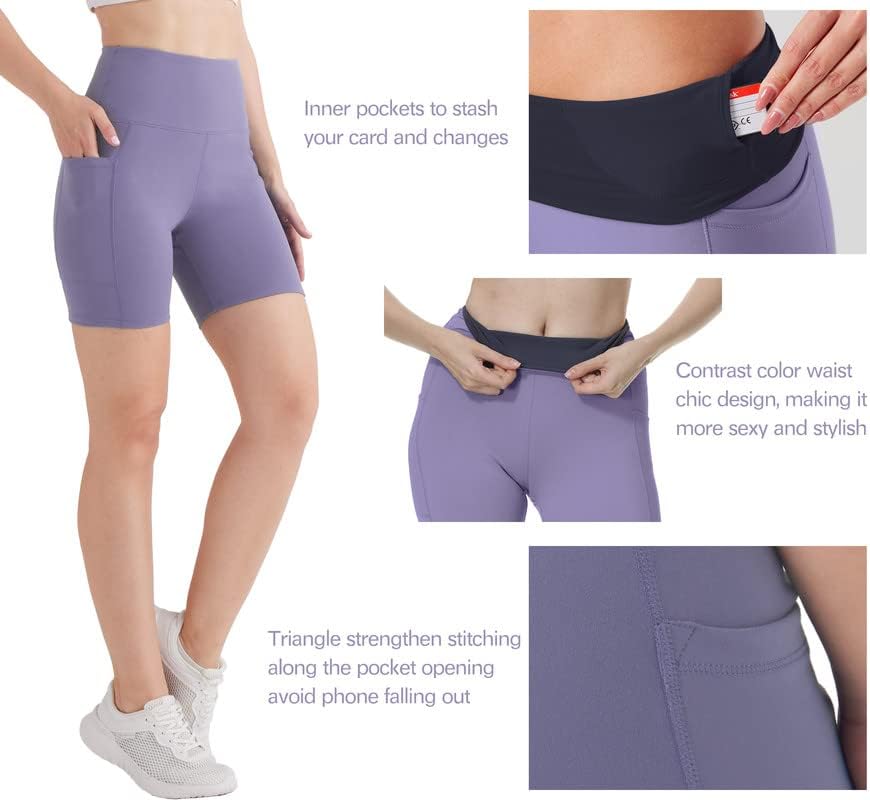 KOWBEAR Biker Shorts for Women Super Soft High Waisted Yoga Shorts 6” Tummy Control Workout Shorts with Pockets Running Gym - Image 2