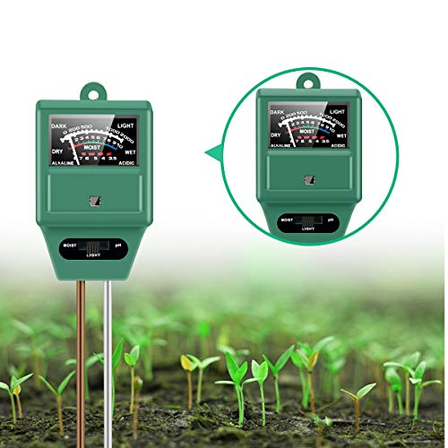 Soil pH Meter, 3-in-1 Soil Tester with Moisture, Light and pH Test for Garden, Lawn, Farm, Indoor & Ourdoor, Soil Moisture Meter & Soil pH Meter, Soil Water Monitor, Test Kit for Garden Plants