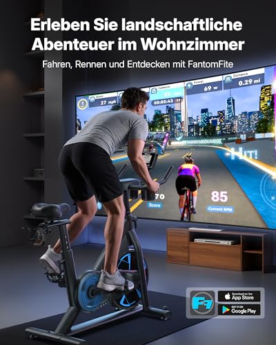 MERACH Heimtrainer Fahrrad mit Magnetischem Widerstand, Leises Hometrainer Fahrrad mit Verbesserter Stoßdämpfender Luftkissensattel, Eigener App, Stabiler H-Rahmen für besseren Halt, Bis 150KG