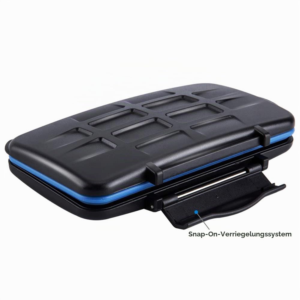 JJC 36 Steckplätze Speicherkarten Schutzhülle Aufbewahrung für 12 SD SDXC SDHC +18 Micro SD TF + 6 CF Compact Flash Karten, Memory Card Case wasserdichte SD Etui Schutzbox mit Karabiner