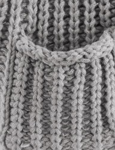 Women's Chunky Knit Vest Button Down Casual Sleeveless Cropped Crochet Sweater Cardigan with Pockets(016-Grey-S), Small4