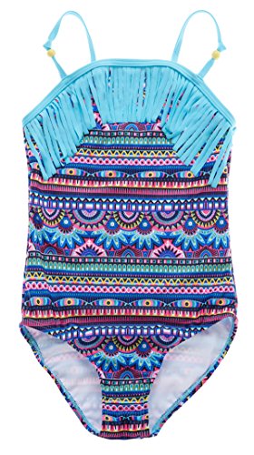 ATTRACO One Piece Swimwear Girls Tribal Bathing Suit Tassel Aqua Swimsuit Aqua 8 ATTRACO One Piece Swimwear Girls Tribal Bathing Suit Tassel Aqua Swimsuit Aqua 8