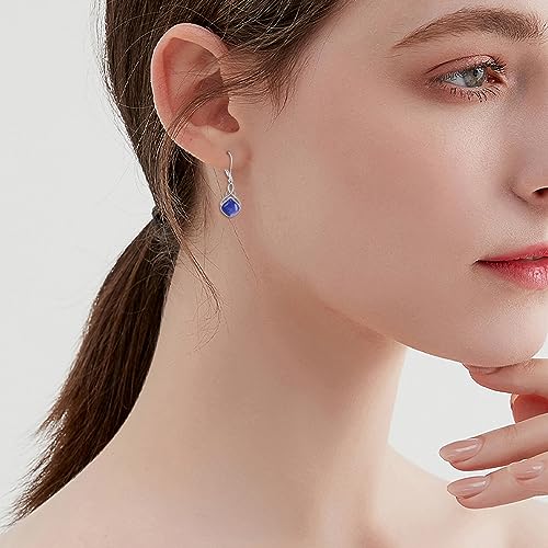 Irish Earrings for Women Sterling Silver Celtic Knot/Wings Leverback Earrings Nature Stone Long Celtic Teardrop Dangles Drop Earrings Jewelry Gifts for Women2