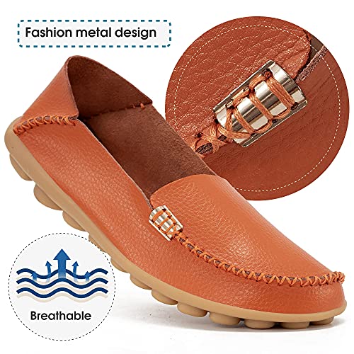 image for DUOYANGJIASHA Women's Comfortable Leather Loafers Casual Round Toe Moc