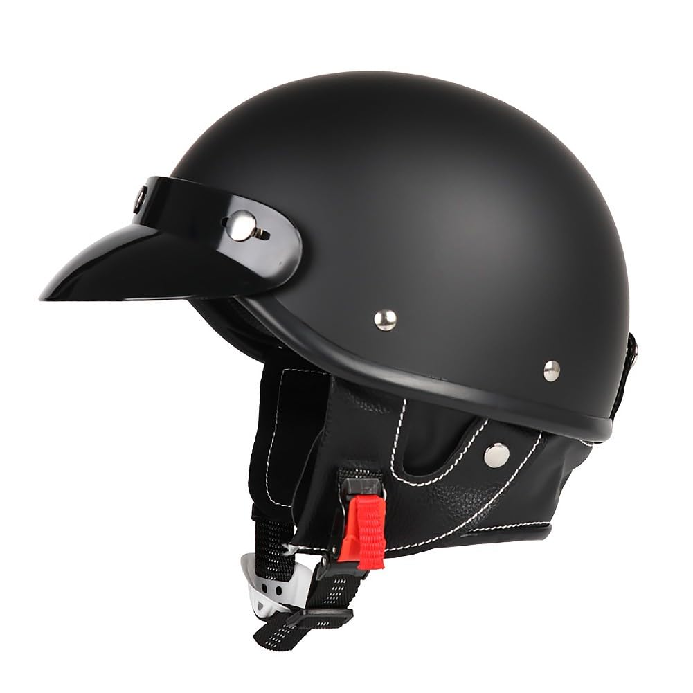 Uueybsg Retro Motorrad-Halbhelm (Jethelm) – ECE/DOT Zertifiziert, Mit Verstellbarem Riemen, Für Cruiser & Roller