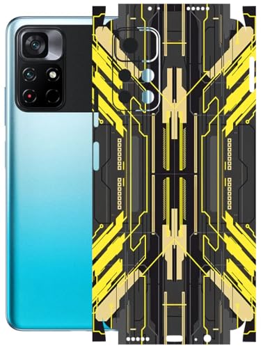 Image of AtOdds - Full Body Back Screen Guard Protector Film - Lamination Wrap Skin Sticker Compatible with Poco M4 PRO (5G) | Scratchproof Matte Finish (Cyber Yellow)