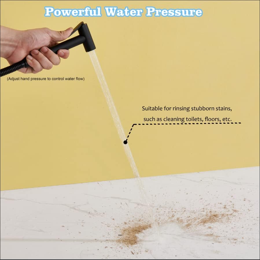 Miniatura 5 de Poopee Pulverizador de bidé de agua caliente para inodoro con válvula de latón caliente y frío, juego de accesorios de bidé de mano de acero