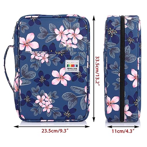 BSTKEY 300 Slots Pencil Case Pencil Wrap for Colored Pencils, Large Capacity Pencil Holder Pen Pouch Bag Stationery Organizer Case, Magnolia Flower Pattern (No Pencils) - Image 2