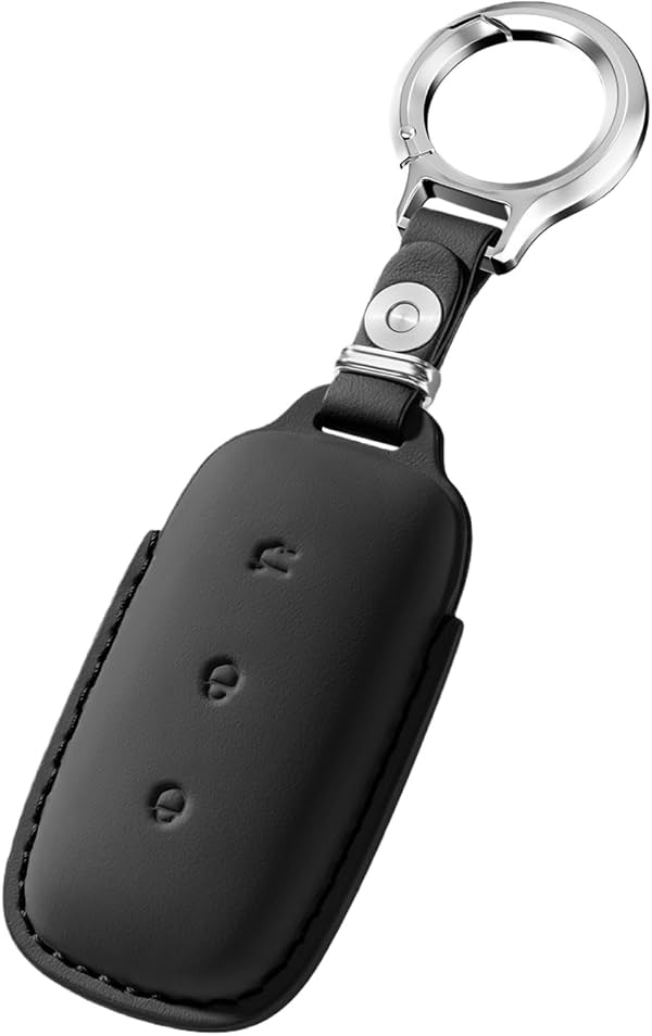 Funda de llavero de cuero Nappa para Geely Galaxy E5 EX5 EV EM-i 2025 | Funda para llavero de 3 botones para Galaxy Cityray E8 Starry 8 L6 L7 Proton Emas 7 2025 Protector de cuero para llavero, carcasa, llavero - Negro