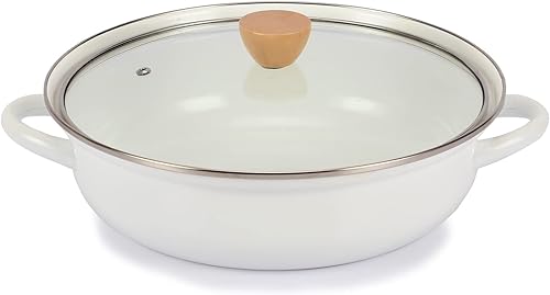 FARCADY Olla de cocción esmaltada antiadherente de 6 cuartos de galón superficie esmaltada fácil de limpiar adecuada para guisos salsas y recalentar