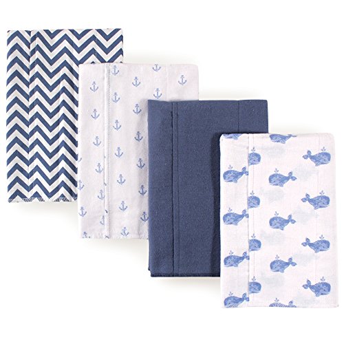 Image of Hudson Baby Cotton Poly Flannel Burp Cloths Multipack, Whale 8-Pack, One Size