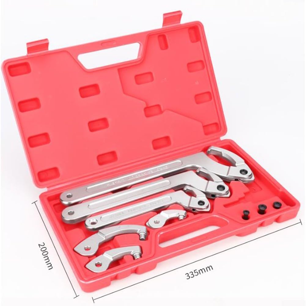 Llave inglesa ajustable, herramienta de ajuste de choque con cabezales intercambiables para tuercas cuadradas y redondas, llaves de gancho en espiral para tuberías y sistemas de calefacción