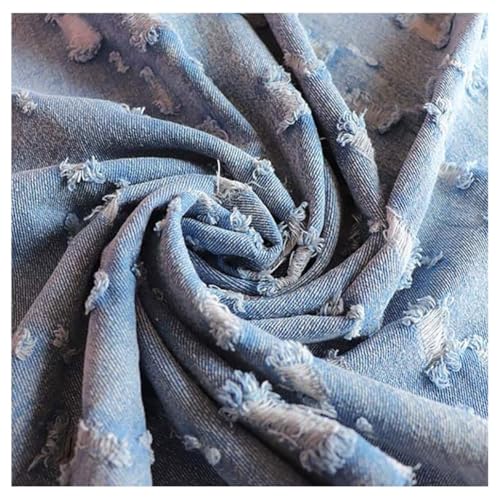 Tissu jean en coton denim lavé bleu au mètre de 160 cm de large pour couture