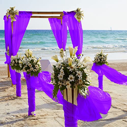 Amzlokae Chiffon Curtains Sheer Curtains 2 Panels Chiffon Backdrop Curtain Voile Window Curtains Tull Backdrop Curtains For Party Chiffon Fabric For Wedding Arch (29'' X 108'', Purple) #TOP1
