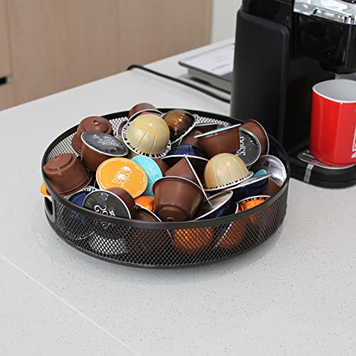 Settfrfe 11 Inch Lazy Susan Organizer For Bathroom,Dining Table,Kitchen Counter Turntable Organizer,Rotating Coffee Pod Holder,Brown #TOP4