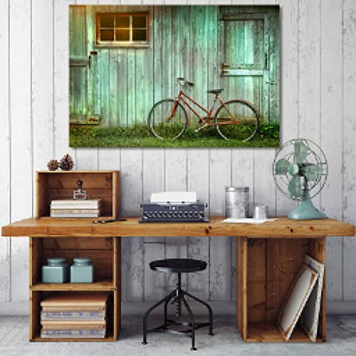 Affiche chalet vélo paysage sur toile 70x100cm déco salon - 3
