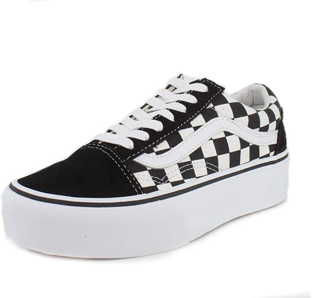 old skool vans platform checkered
