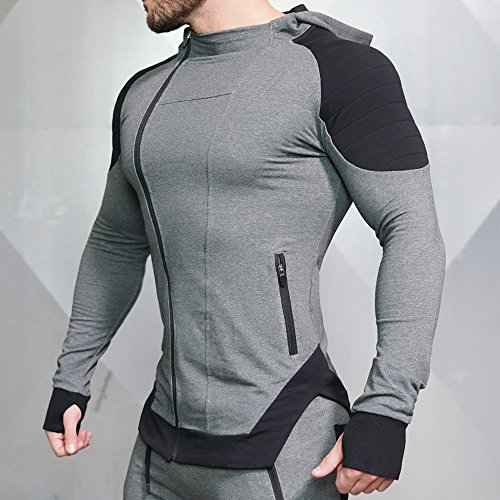 EVERWORTH Men's Fitness Workout Long Sleeve Hoodie Active Muscle Bodybuilding Zip Jackets with Zipperd Pockets2